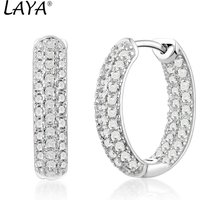 LAYA 925 Sterling Silver Cubic Zirconia Huggie Hoop And Halo Stud Earring Simple Fashion Original Modern Jewelry 2022 Trend