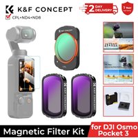 K&F CONCEPT Sports Drone Filter for DJI Osmo Pocket 3 UV CPL ND/PL Adjustable ND2-32 ND32-512 Black Mist 1/4 Optional Filter Kit