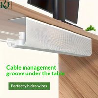 1PC 40cm/15.75inch PVC Under Table Cable Organizer Punch-free Office Wire Organizer Holder Easy Installation Wall-MountedHot