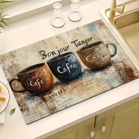 Vintage Coffee Imprint Coffee Mat Kitchen Countertop Protection Mat Mat Super Absorbent Anti Slip Coffee Mat Coffee Bar Mats