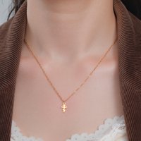 Unift Orthodox Cross Pendant Necklace Gold Plated Jesus Crucifix Stainless Steel Cross Necklace for Women and Men Amulet Jewelry