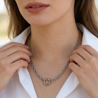 Fashion Cuban/Paperclip Chain Necklace for Women Stainless Steel Mix Open Circle Spring Snap Clasp for DIY Jewelry Pendant
