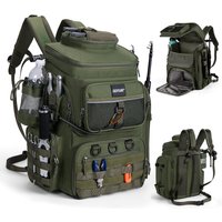 Goture 900D Oxford Fabric Water-Repellent Fishing Backpack 55L Fishing Accessory Backpack with Two Rod Holders and Rain Cover