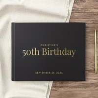 Personalized Birthday Guest Book Custom Gold Foil Text Keepsake Book for Birthday Wedding Party Anniversary Baptism Celebration