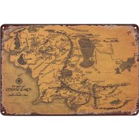 Vintage Metal Signs - Classic Map of Middle Earth Tin Sign Poster Wall Art Decor Plaque for Home Bar Pub Club Cafe Bedroom Livin