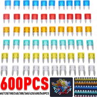 600-60PCS Mini Car Fuses Set 5A 10A 15A 20A 25A 30A Assortment Cars Safety Blade Mixed Kit For Auto Car Truck Accessories