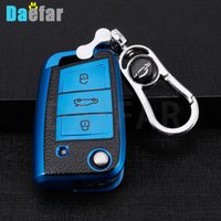 TPU Leather Car Key Case Cover for VW Volkswagen Golf 7 MK7 Tiguan MK2 T-roc T-cross Skoda Octavia Kodiaq Karoq Seat Ateca Leon