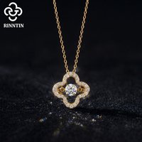 Rinntin Exquisite Moissanite Diamond Clover Pendant 925 Sterling Silver Chain Necklace Party Choker Jewelry Accessories SMON08