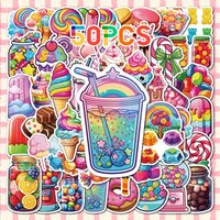50Pcs Cute Colorful Candy Cartoon Stickers Scrapbooking Notebook Water Bottle Laptop Luggage Skateboard Car Sticker Toy Gift