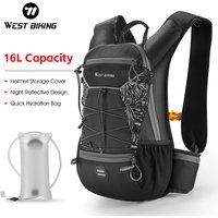 WEST BIKING 16L Cycling Backpack With Helmet Storage Cover Refelective Outdoor Sport Hiking Climbing Hydration Backpack Bike Bag
