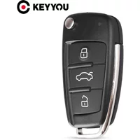 KEYYOU For Audi TT Q3 A8 A6 c5 c6 A4 b6 b7 A3 Folding Car Key Shell 3 Buttons HU66 Uncut Blank Auto Case