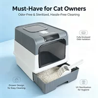 Fully Enclosed Cat Litter Box with Drawer UV Sterilization Anti Splash Odor Control Easy Clean Large Space Cat Toilet Indoor Cat