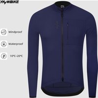 YKYW Waterproof Windproof Men Long Sleeve Cycling Jacket Thermal Fleece Bicycle Windbreaker Coat Road Bike Cycling Clothing Top