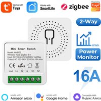 ZigBee/Wifi Smart Switch mit Power Monitor 16a Tuya Smart Home Improvement Breaker 2-Wege-Steuerung Stimme für Alexa Google Alice