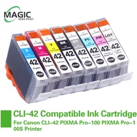 Magic Hero New 8Color CLI-42 CLI42 42 Compatible Ink Cartridge With Chip For Canon Pixma CLI-42 PIXMA Pro-100 100S etc. Printer