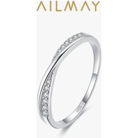 Ailmay Simple Interwoven Ring 925 Sterling Silver CZ Zircon Finger Rings For Fine Female Fashion Jewelry