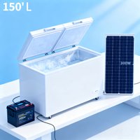 Solar 12V/24V DC Portable Chest Freezer with Solar Panel & Battery Energy-Saving Off-Grid for RV Camping