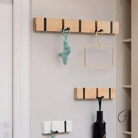 1 Pcs 3&5 Hooks Hallway Hangers Luxury Creative Wooden Invisible Door Row Hook Foldable Clothes Bag Key Hanging Hook
