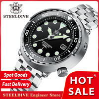 STEELDIVE SD1975 Herren-Automatikuhren, Herren-Taucheruhr, 300 m wasserdicht, mechanische Armbanduhr, C3, leuchtende Uhr, Saphirspiegel