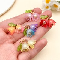10pcs 20mm Colorful Acrylic lily of the valley Flowers Charms pendants for Earring Necklace Bracelet DIY Jewelry Making