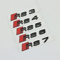 3D ABS Glossy Black RS Logo Car Rear Trunk Emblem Badge Decal For Audi RS3 RS4 RS5 RS6 RS7 RS8 Sticker Accrssories