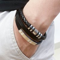 Trendy Leather Bracelets For Men Stainless Steel Bracelet 21CM Multilayer Braided Rope Bracelets for Male Jewelry Gifts image 4