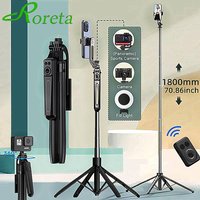 Roreta 1.8m Selfie Stick Tripod for iPhone 16 15 14 13 Pro Max Android Phone with Wireless Bluetooth remote control phone holder
