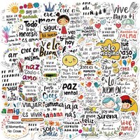 10/30/50PCS Kawaii Colorful Spanish Sticky PVC Sticker Aesthetic Stationery DIY Decoration Scrapbooking School Supplies for Kids