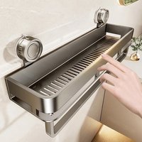 No Drill Suction Cup Suction Bathroom Rack On The Wall Bathroom Shelf Toilet Space Aluminum Hanging Rack Bathroom Organizer Hang