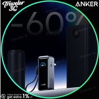 ANKER 65W 3-in-1 Power Bank Built-in Lanyard Fast Charging Cable Ultra-compact Travel Charger for Phone Laptop 3C Certified