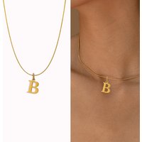 CARLIDANA New Arrival Minimalist Bridesmaid Charms Stainless Steel Initial Letter Round Snake Chain for Her Pendant Necklace