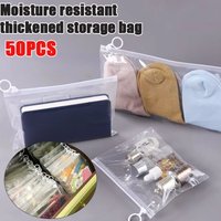 50PCS Anti Moisture Clear Zipper Storage Pouch Extra Thick Pull Loop for Toys Makeup Refill Travel Organization