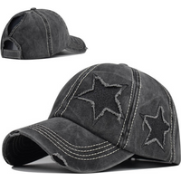 Macaron Color Series Fringed Glitter Star Patch Baseball Cap for Long Hair. Suitable for Daily Outdoor Outings and Sun Protectio