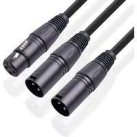 Professional Female to Male XLR 3 Pin Cable 1 to 2 Zinc Alloy Y Splitter Cord Foil Braided Shielded Microphone Line Mixer