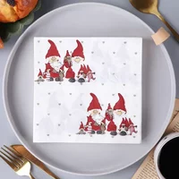 20pcs/Pac 33cm 2-Ply Christmas Snowman Printed Napkins Restaurant Baking Party Decoration Paper Placemats Wholesale Promotions
