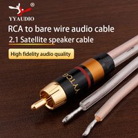HiFi RCA Speaker Cable Bare Wire With Replaceable Plug Speaker Wire To RCA Plug Connector Adapter To Bare Wire