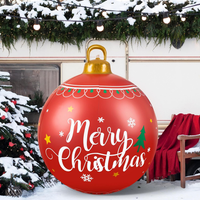 23.6inch Giant Inflatable Christmas Ball Christmas Letters Snowflake Inflatable Decoration Pvc Inflatable Decoration Christmas Tree Yard Lawn Porch Winter Holiday Merry Christmas Outdoor Decoration