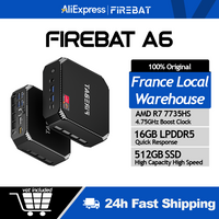 FIREBAT MINI PC A6 AMD Ryzen 7 7735HS 16GB DDR5 RAM 512GB SSD WIFI6 BT5.2 Windows 11 Tragbarer Desktop MINI-PC Gaming-Computer
