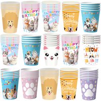 10-100Pcs Pet Party Decors Paper Cups Kitten Disposable Paper Cups Pet Dog Drinking Cups Kitten Puppy Theme Birthday Supplies