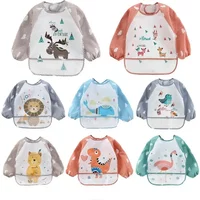 For1-3Year Baby Long Sleeve Scarf Waterproof Toddler Art Smock Feeding Bib Apron Pocket Infant Boys Girls Burp Cloth Banana Bibs