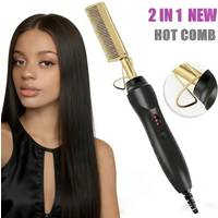 Brosse chauffante électrique 2-en-1 pour lissage et bouclage des cheveux, fer à lisser pour cheveux secs et humides, outil de coiffage