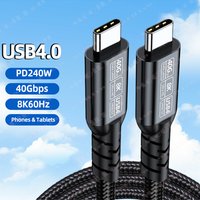 8K USB 4 Thunderbolt 4/3 Cable 40Gbps Type C TO USB-C Cable PD240W Type-c Fast Charging Cable for Macbook iPad to Monitor Laptop