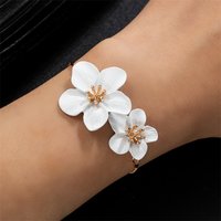 Elegant Simple Golden White Color Two Flower Bracelet for Women Fashion Adjustable Buckle Anklet Chain Jewelry Gifts
