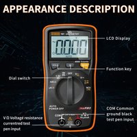 ZIBOO 101 TRMS 4000 Counts Auto-Ranging Pocket Voltmeter,Mini Digital Multimeter,Capacitance, Battery Test and LCD Backlight.