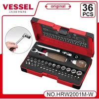 VESSEL Franchise Sleeve series NO. HRW ,Non-slip Wood-composite Ratchet Socket Wrench Set Japan Tools