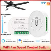 Tuya WiFi Fan Speed Control Switch Smart Home Remote Control APP Voice Timing Ceiling Fan On-Off Mini Module Works Alexa Google