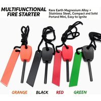 Small Portable Fire Starter Magnesium Rod, Waterproof Survival Flint Steel with Lanyard, Lightweight Emergency Fire Making Tool