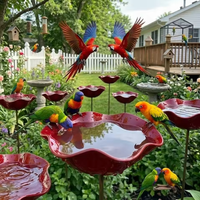 Bird Bath For Garden Decor Flower Design Bee Watering Station Metal Flower Garden Stake Butterfly Drink Water Feeder for Outdoor