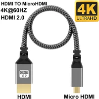 Nylon Braid HD 4K@60HZ V2.0 TPU HD 1080P Compatible Micro MicroHDMI TO HDMI Extension Male to Male Cable For Camera Projection