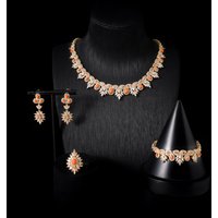 INJEWELIFE 00142 Turquoise Zirconia Jewelry Sets for Women Wedding Accessories Elegant Bridal Jewellery